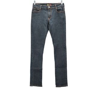 Boayo Blue Skinny Pants Denim‎ Bottoms Butterfly Embroidered Jeans Size 9/10